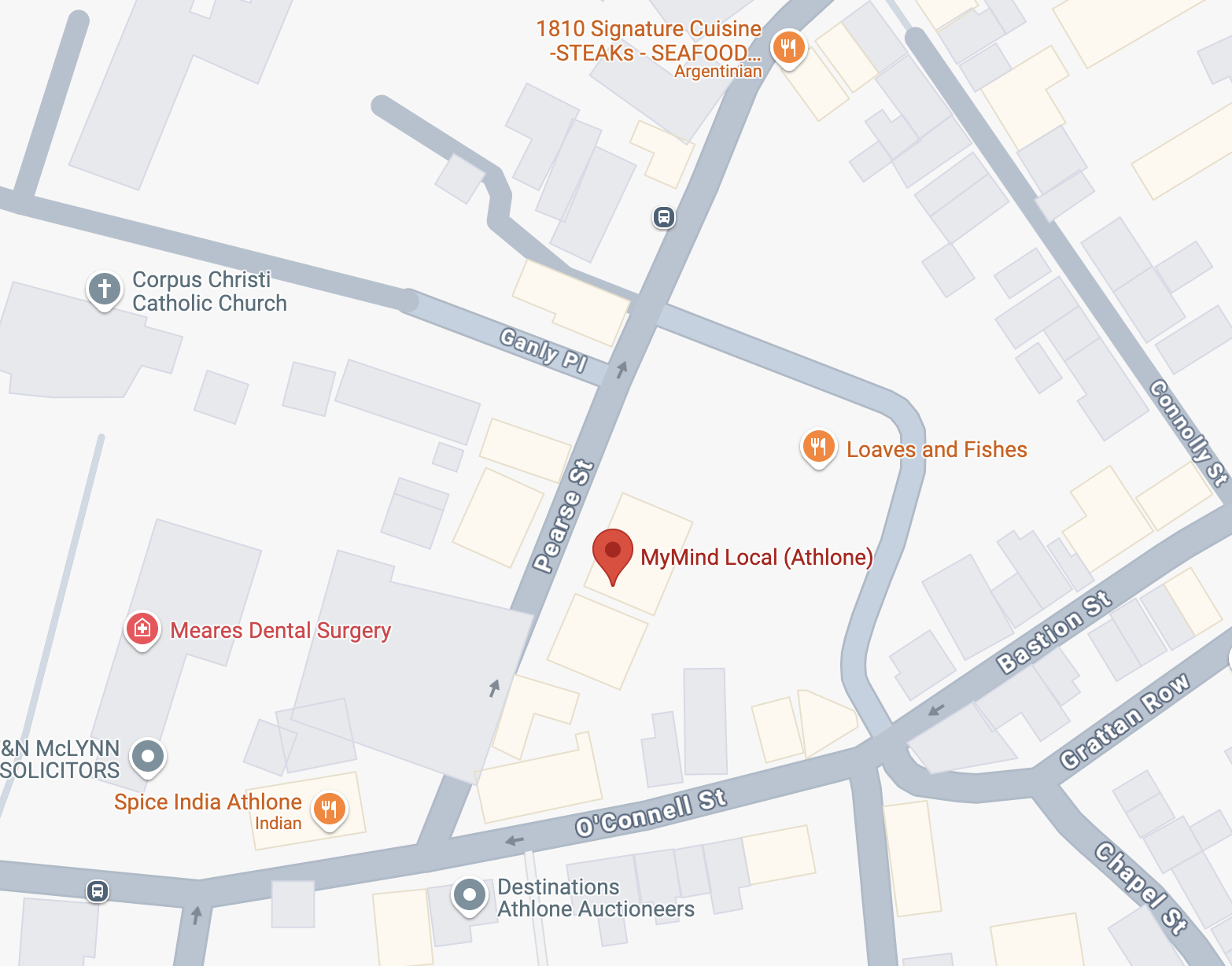 Pinned location of MyMind Local Athlone